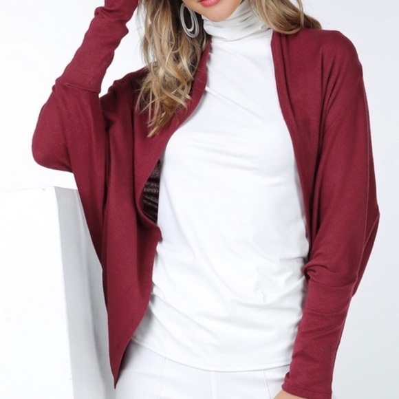 Tenley cranberry Cocoon cardigan - Picture 3 of 5